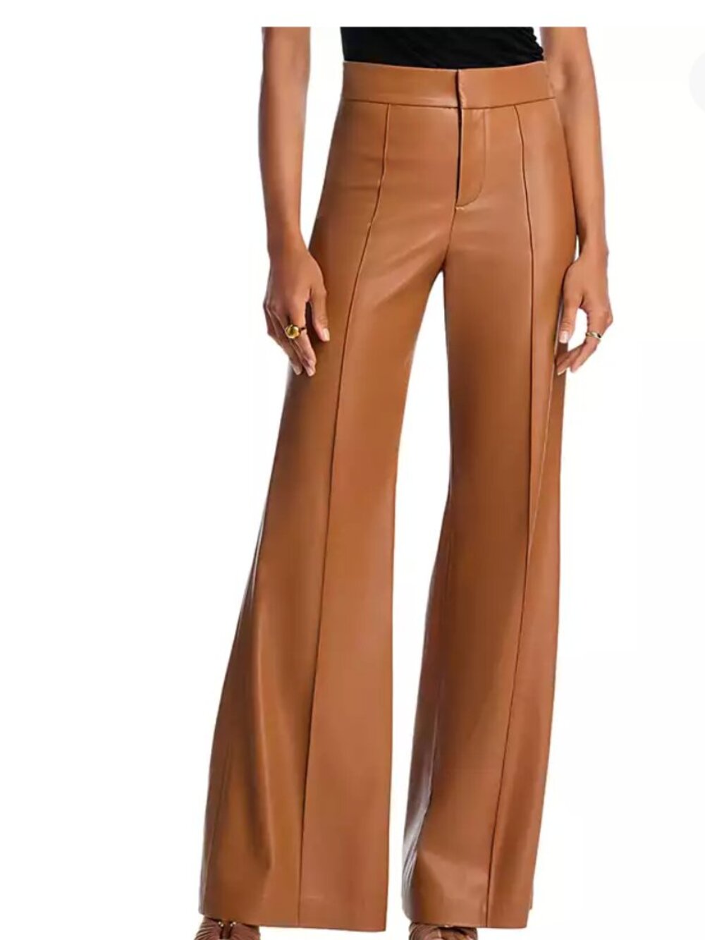 Alice + Olivia Tan Vegan Leather Wide Leg Pants Size 10